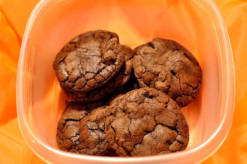 Chocolate cookies in their box