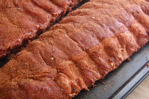 Pork ribs rubbed with spices