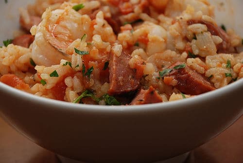 A bowl of shrimp jambalaya