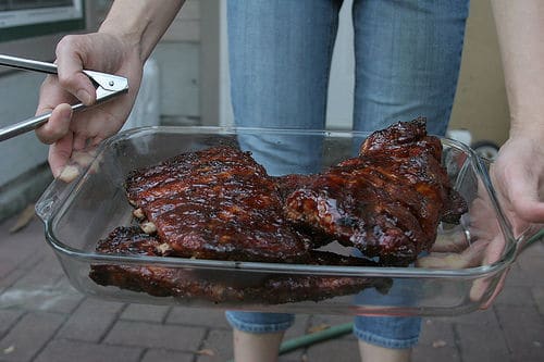BBQ rib.coming out of the oven
