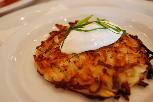 Beautiful hash browns with cream