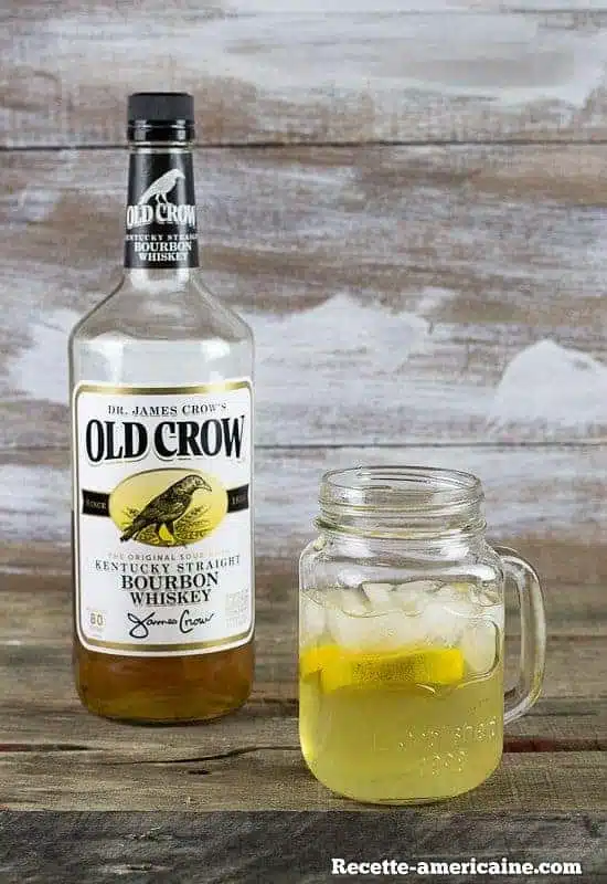 Redneck lemonade with bourbon bottle