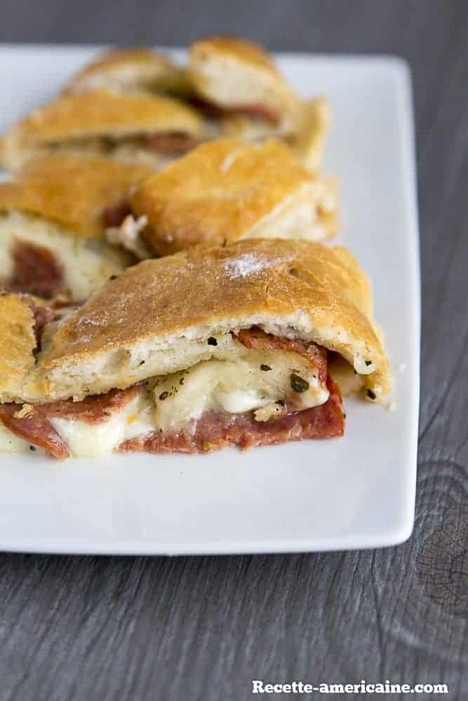 Pepperoni bread vertical view
