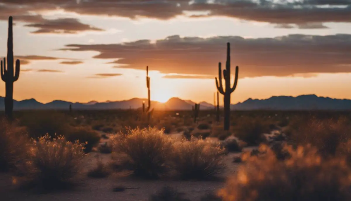 coucher de soleil dans le desert d arizona